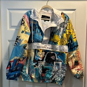 Members Only x Basquiat Hooded Nylon Pullover Windbreaker Jacket M